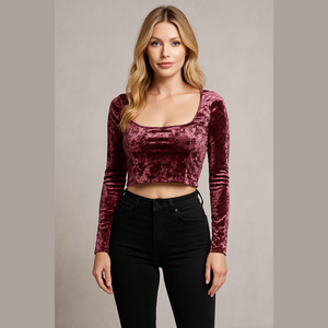 🎁Abound Velvet Long Sleeve Blouse in Purple